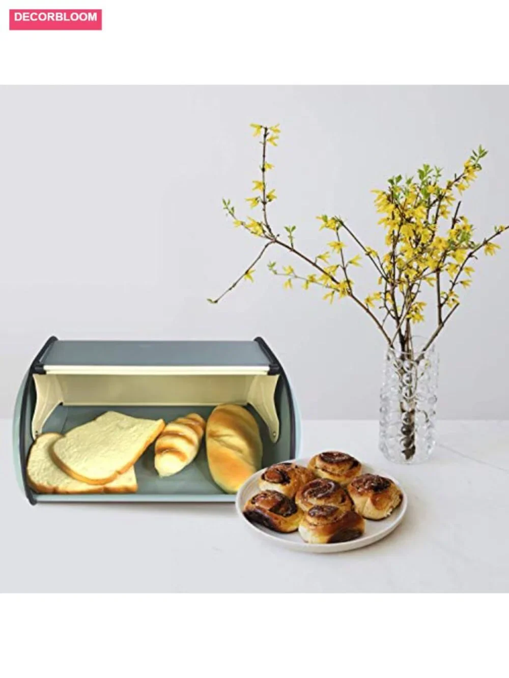 Metal Roll Top Bread Box Vintage Counter Kitchen Storage